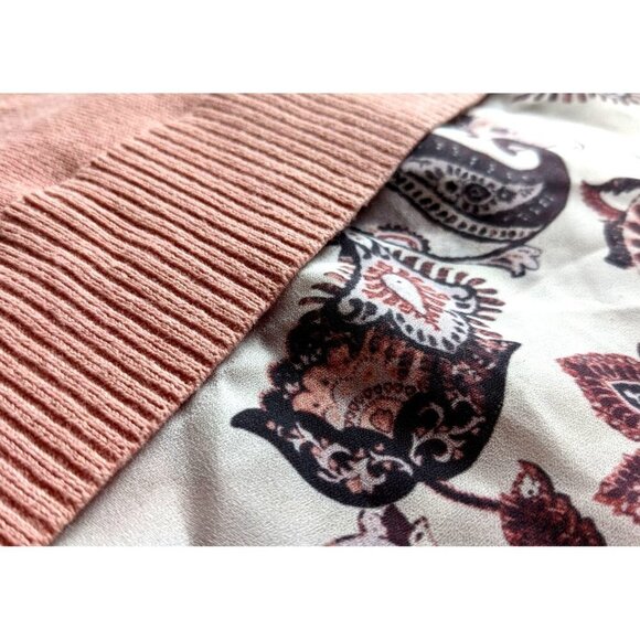 TORRID Peach Pink Raglan 2fer Sweater w/ Paisley Underhem Boatneck Size 4 - Picture 7 of 8